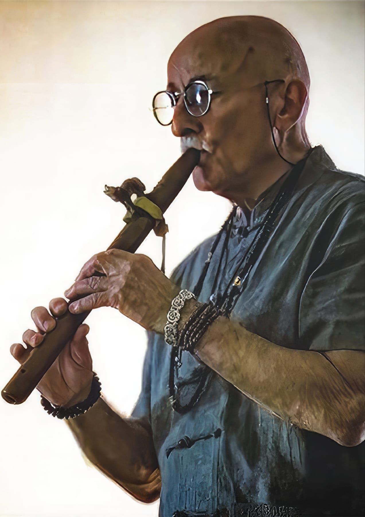 George playing the Native American flute